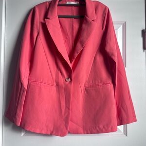 Lush Coral Single-Button Notch Lapel Blazer
